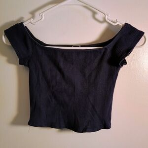 Girls Navy Blue Swoop Neck Top XS